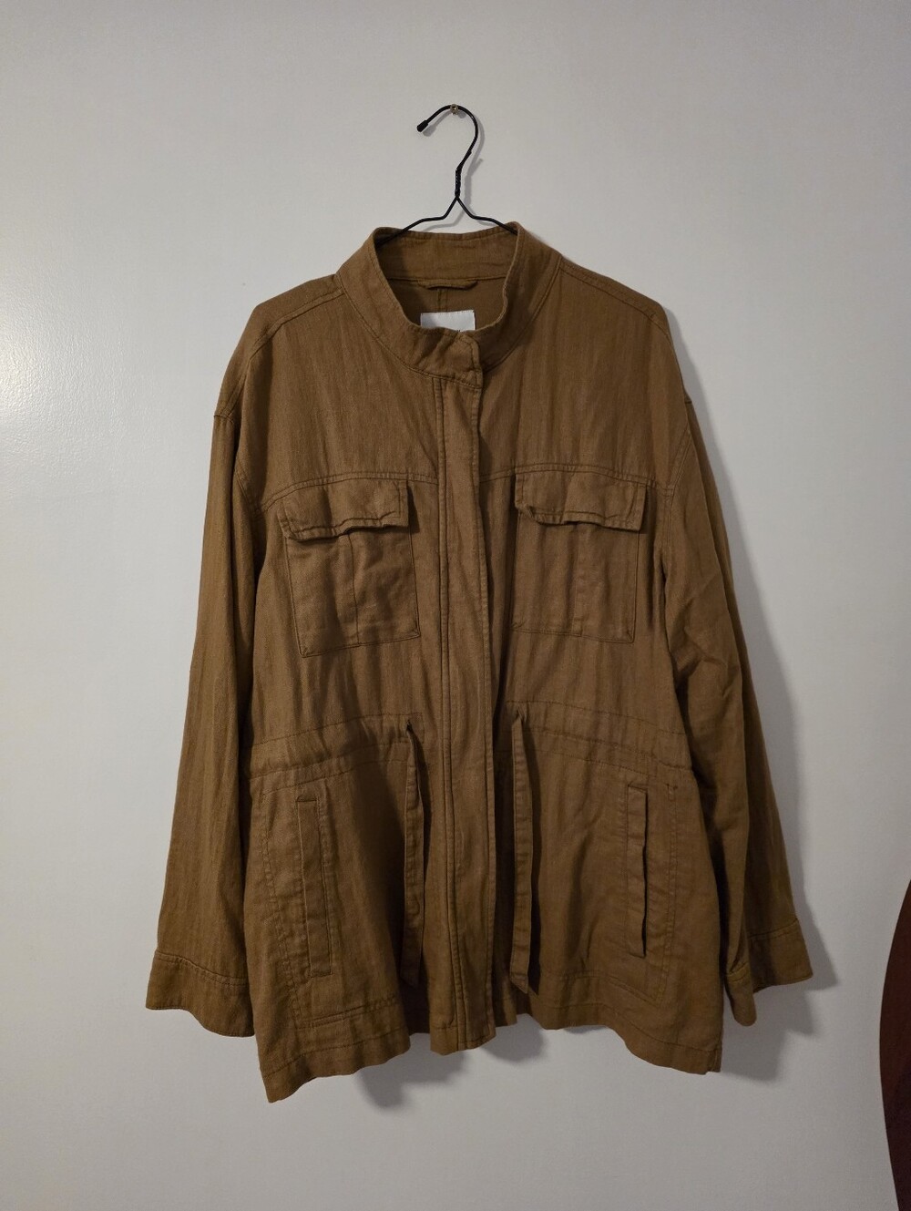 Old Navy linen-blend utility jacket, full zipper front chest pockets XL